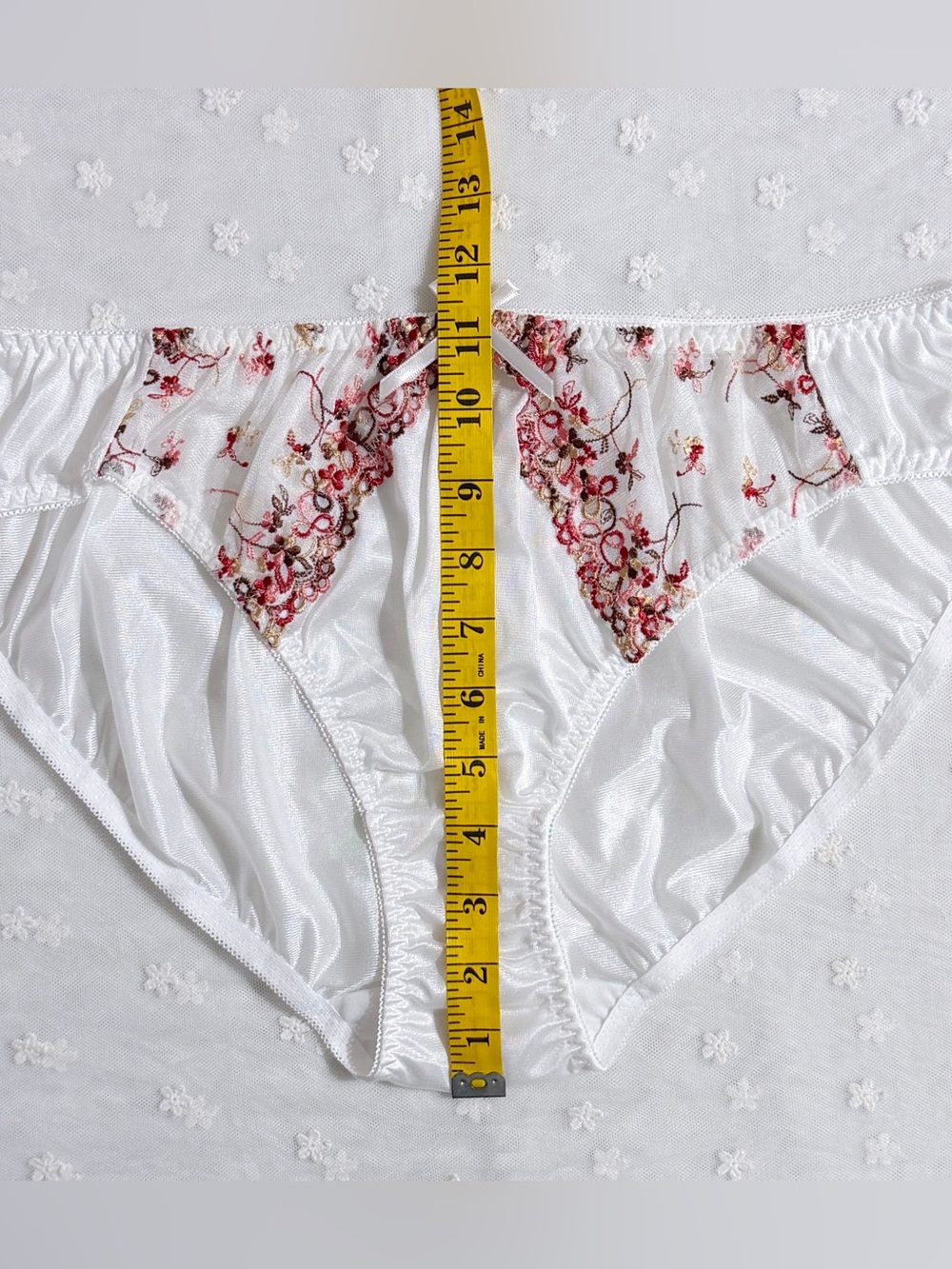 Plus US-XXL/JP-5L Japanese Classic Embroidery Shiny Smooth Tricot Nylon Panties - Picture 10 of 10